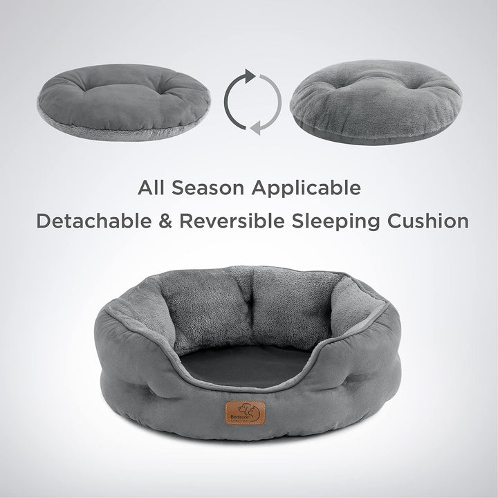 Bedsure Katzenbett waschbar Katzen Bettchen - 51x48x15cm Katzen Bett grau mit zweiseitig Innenkissen