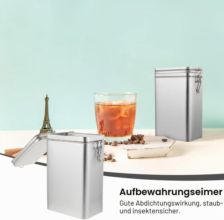 Edelstahl Luftdichte Kaffeedose mit Aromaverschluss Rechteckiger Vintage Kaffeebehälter aus Lebensmi