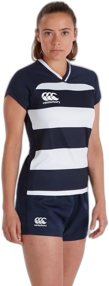 Canterbury Damen Vapodri Evader Hooped Rugby Trikot, 6 Navy/Weiß