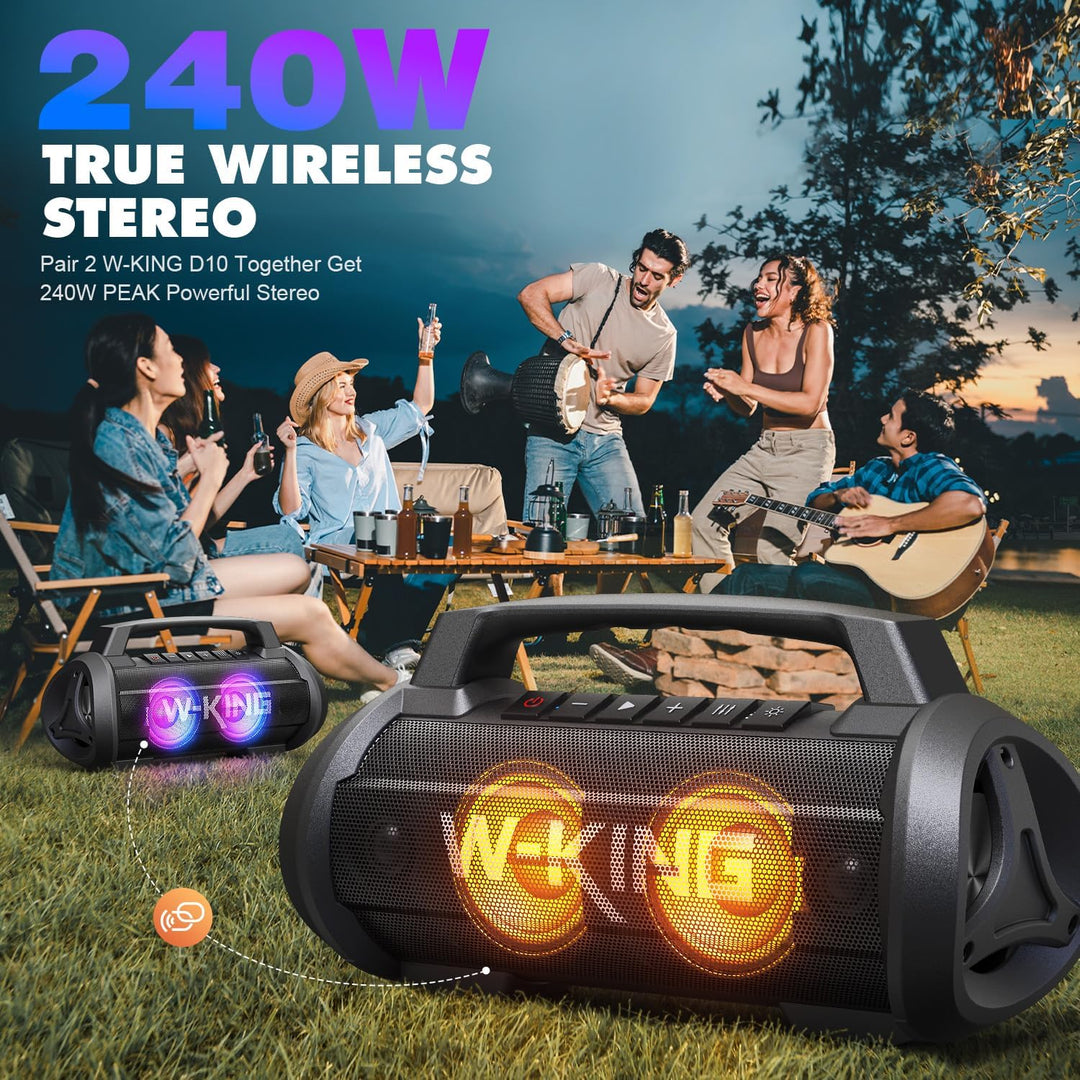 70W (100W Peak) Bluetooth Lautsprecher, W-KING Musikbox Bluetooth Box Gross Boombox Bass Boost, Part
