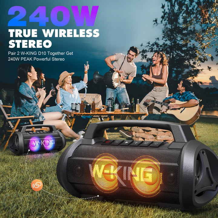 70W (100W Peak) Bluetooth Lautsprecher, W-KING Musikbox Bluetooth Box Gross Boombox Bass Boost, Part
