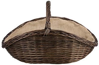 Vollweidener Kaminkorb, dunkelbrauner Kaminkorb aus Weide, Weidenkorb für Kaminholz