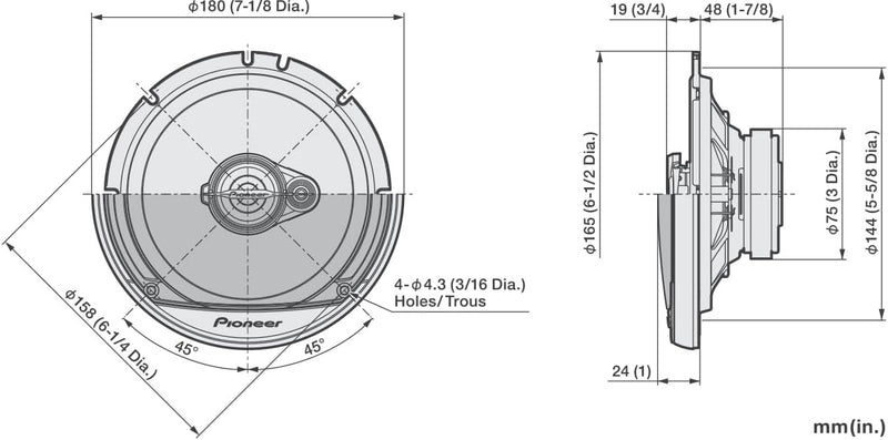 Pioneer TS-A1671F 16,5 cm 3-Weg-Koaxial-Lautsprecher Set mit 2 Lautsprechern (je 320 W max., 70 W Si