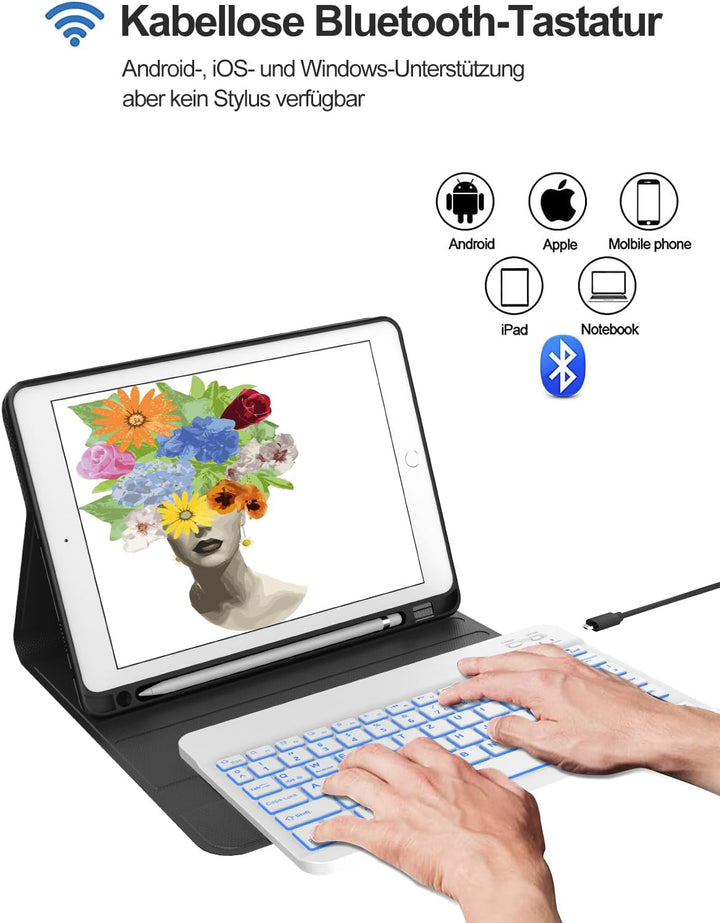 IVEOPPE iPad 10.2 Hülle mit Tastatur,iPad 9. Generation Hülle mit Tastatur, iPad Pro 10.5 Zoll Tasta