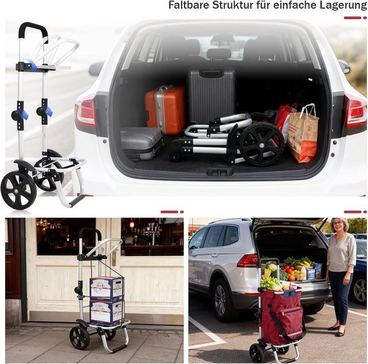 Sekey Einkaufstrolley klappbar für Senioren, XXL Einkaufswagen faltbar mit Kühlfach, 3in1 Trolley Ei