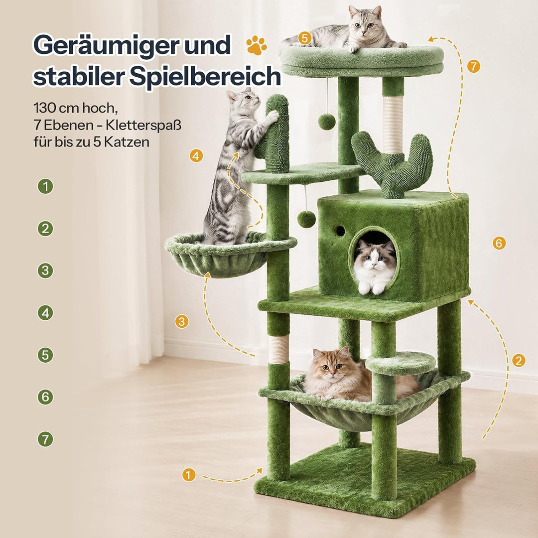 HOOBRO Kratzbaum, Katzenbaum, All-in-One-Katzenmöbel | Kratzbaum im Kaktus-Design mit Katzenhöhle, 2