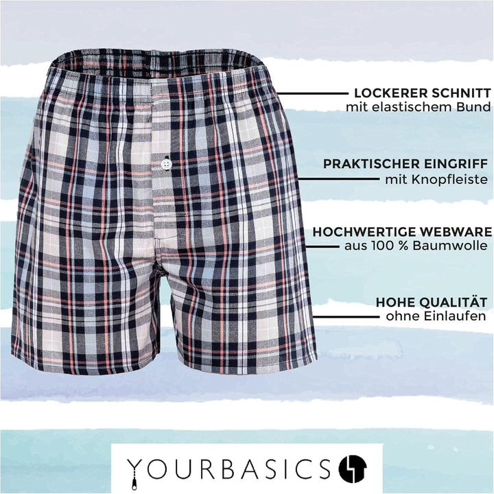YOURBASICS Kinder Web-Boxer, 7er Pack - American Boxer-Shorts, Gemustert, Spar-Pack 188 Mix3, 188 Mi