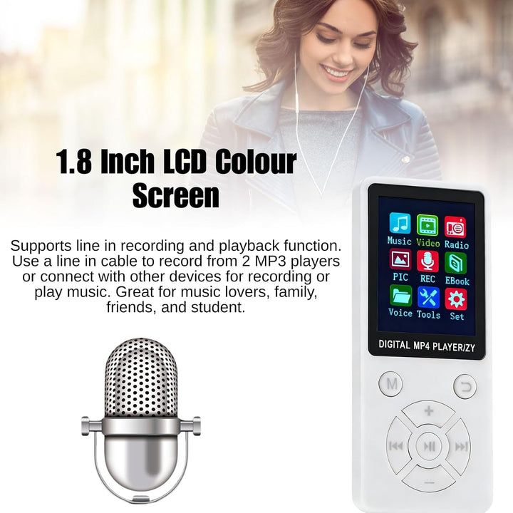 MP3-Player/MP4-Player 64GB Bluetooth 5.0 HiFi MP3 Musik-Player, 1,8-Zoll-LCD-Bildschirm mit Lautspre