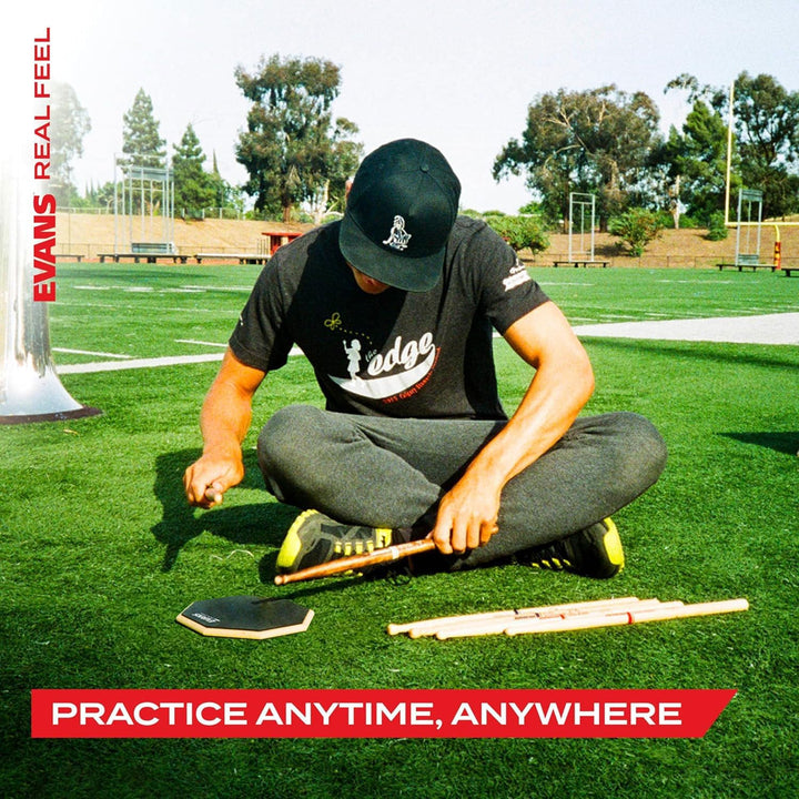 Evans RealFeel Schlagzeug-Übungspad, Schlagzeug-Pad, Schlagzeuger-Übungspad, Gummi, einseitig, Ständ