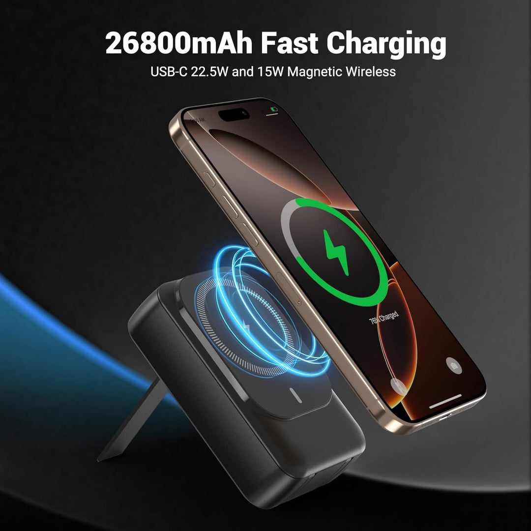 Magnetische Wireless Powerbank 26800mAh, Power Bank für Magsafe mit Eingebauten Kabeln, 5 Ausgänge P