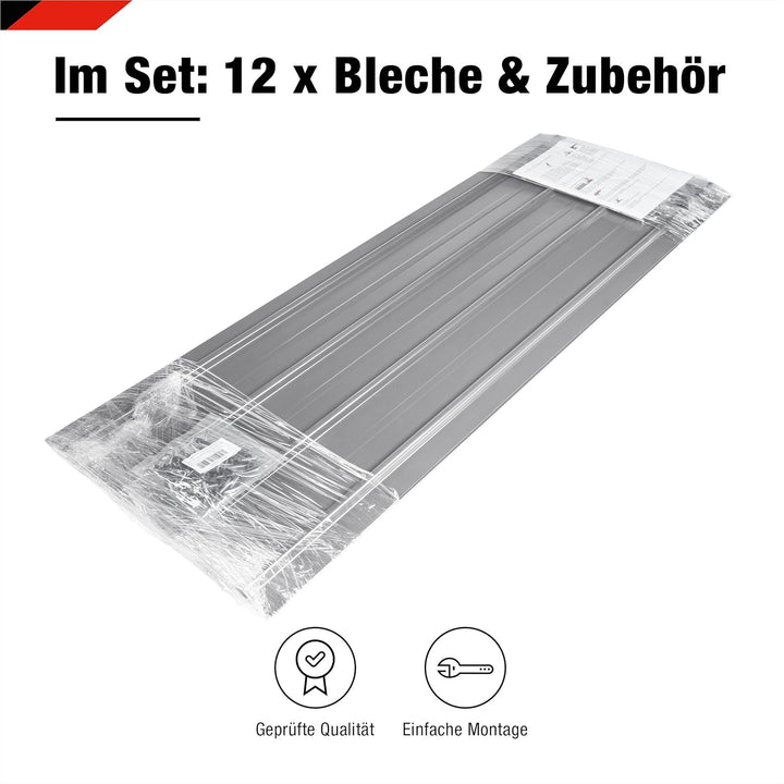 SMART Cover Set H12 Plus, 12 x Trapez-Abdeckblech 125 x 45 cm 6,75 m² Stärke 0,35 mm inkl. Schrauben