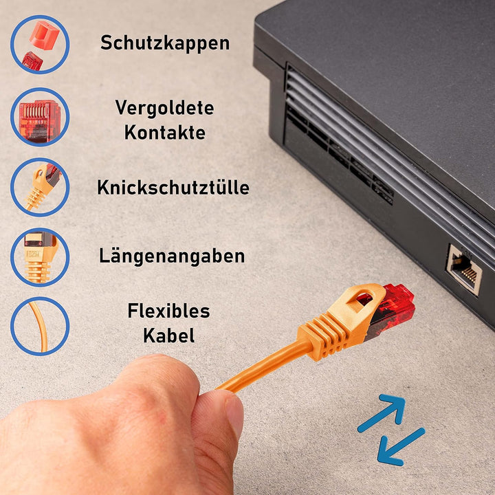 BIGtec - 5 Stück - 20m Gigabit Netzwerkkabel Patchkabel Ethernet LAN DSL Patch Kabel orange (2x RJ-4