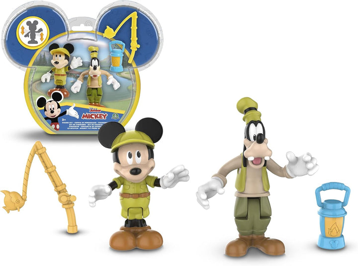 Giochi Preziosi Mickey, 2 bewegliche Figuren, 7,5 cm, mit Zubehör, Thema Camping, Spielzeug für Kind