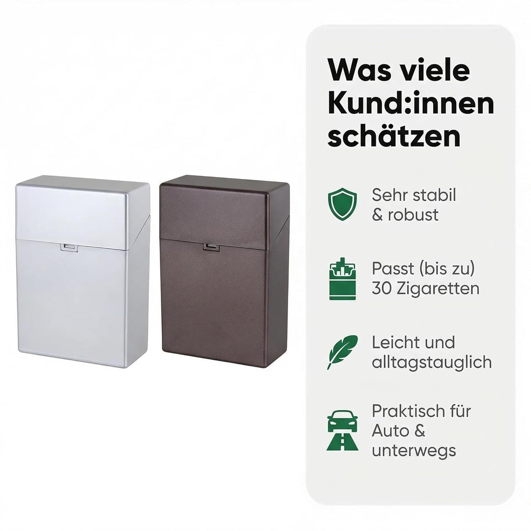 Zigarettenetui für 30 Zigaretten Box mit Klick Zigarettenbox metallic Farben Auswahl (alle 6 Boxen w