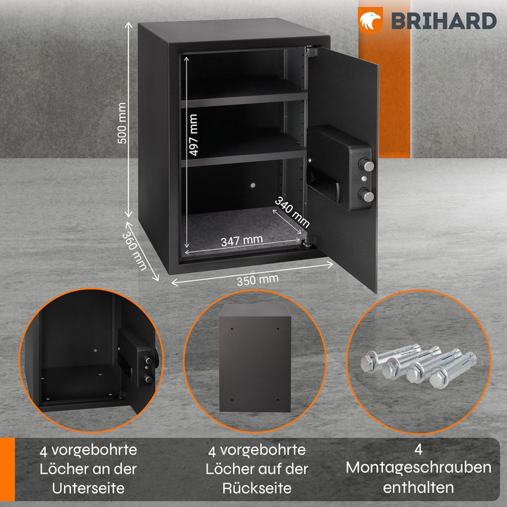 Business XL Elektronischer LCD-Tresor E14606E – 50 x 35 x 36 cm (H x B x T) – Heim-Sicherheitsbox mi