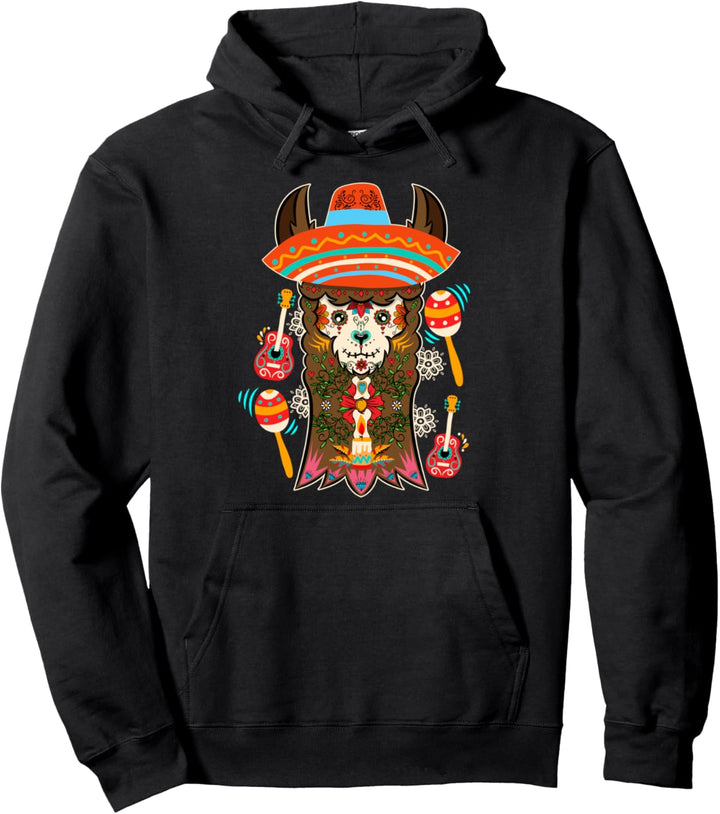 LLama dia de los muertos Tag des toten Alpakas Calavera Pullover Hoodie