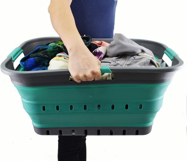 SAMMART 42L Faltbarer Wäschekorb aus Kunststoff – Faltbarer Pop-Up-Aufbewahrungsbehälter/Organizer –