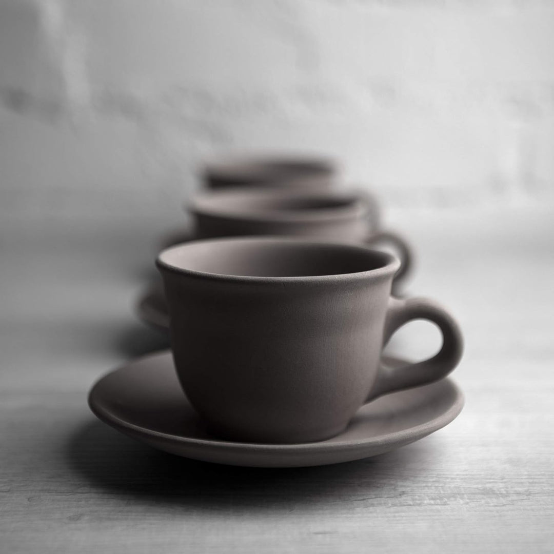 City to Cottage® - Kaffeebecher Teetasse 250 ml | Türkis und Weiss | Polka Dots | Handgemacht | Kera