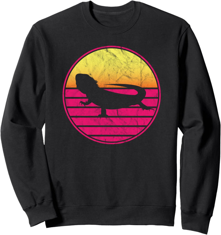 Bartagame Vintage Sonnenuntergang Retro-Stil Eidechse Reptil Sweatshirt