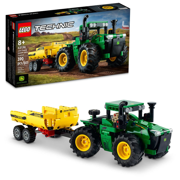 LEGO Technic John Deere 9620R 4WD Tractor, mit kippbarem Anhänger, klassisches Bauernhofspielzeug fü