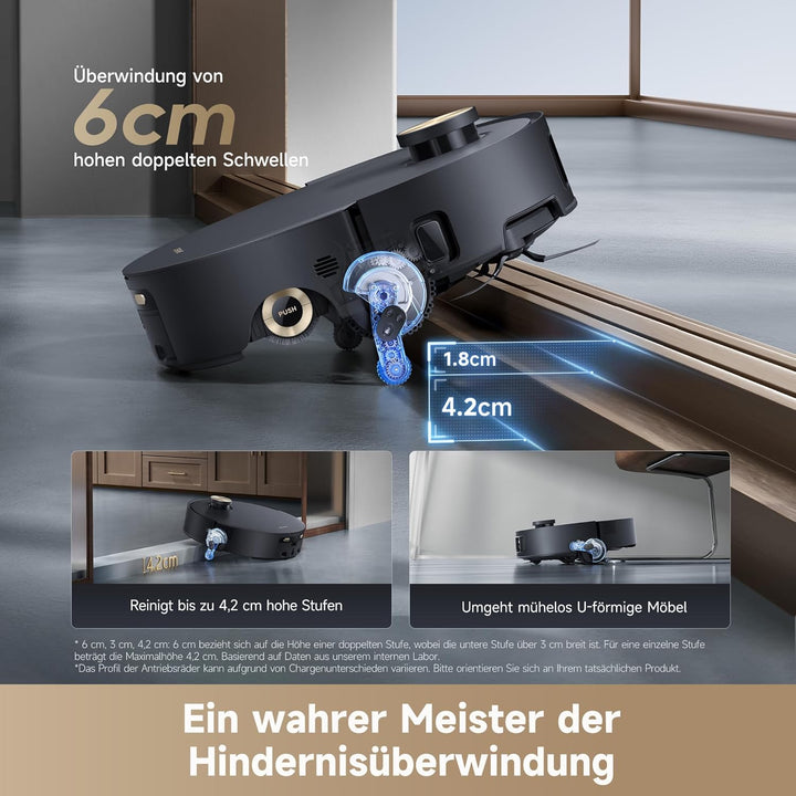 dreame Aqua10 Roller-Saugroboter mit AquaRoll-Wischer, Teppichschutz-Rollenabdeckung, 6 cm Hindernis