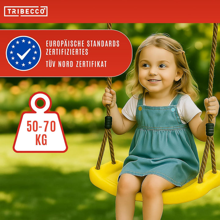 Schaukel Sitz Anti-Rutsch Kunststoff-Schaukel Schaukelbrett (Gelb) Verstellbarer Seilaufhängung Kind