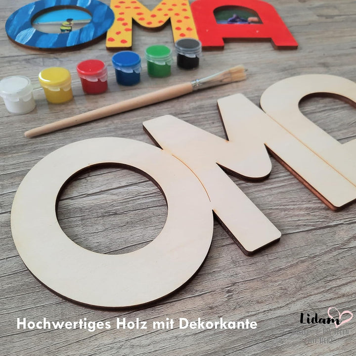 LIDAM Oma Geschenk Enkel | Einfach & Schön | Holznamen bemalen | Geschenk für Oma, OMA