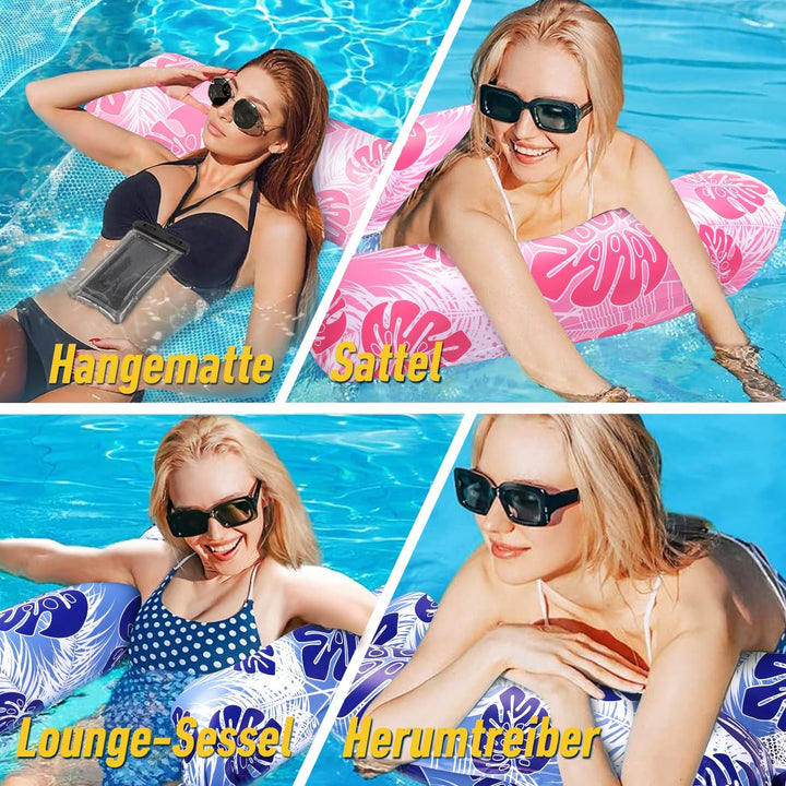 Wasserhängematte Erwachsene 2 Wasser Hängematte mit Netz 4 In 1 Luftmatratze Pool Luftmatratze Netz