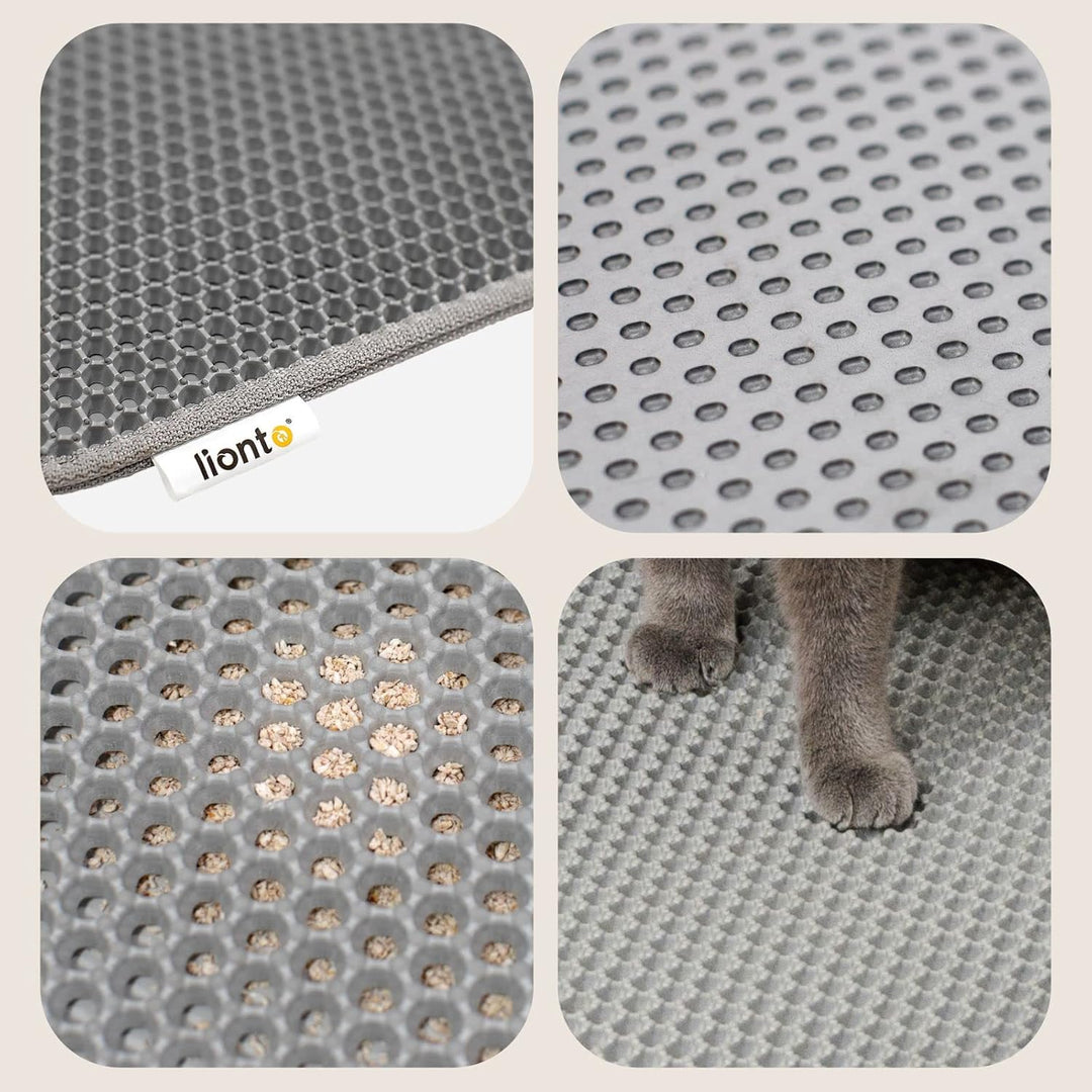 lionto Katzenstreumatte für Katzentoilette mit Anti-Rutsch-Beschichtung, 76x61x1,3 cm, Katzenklomatt