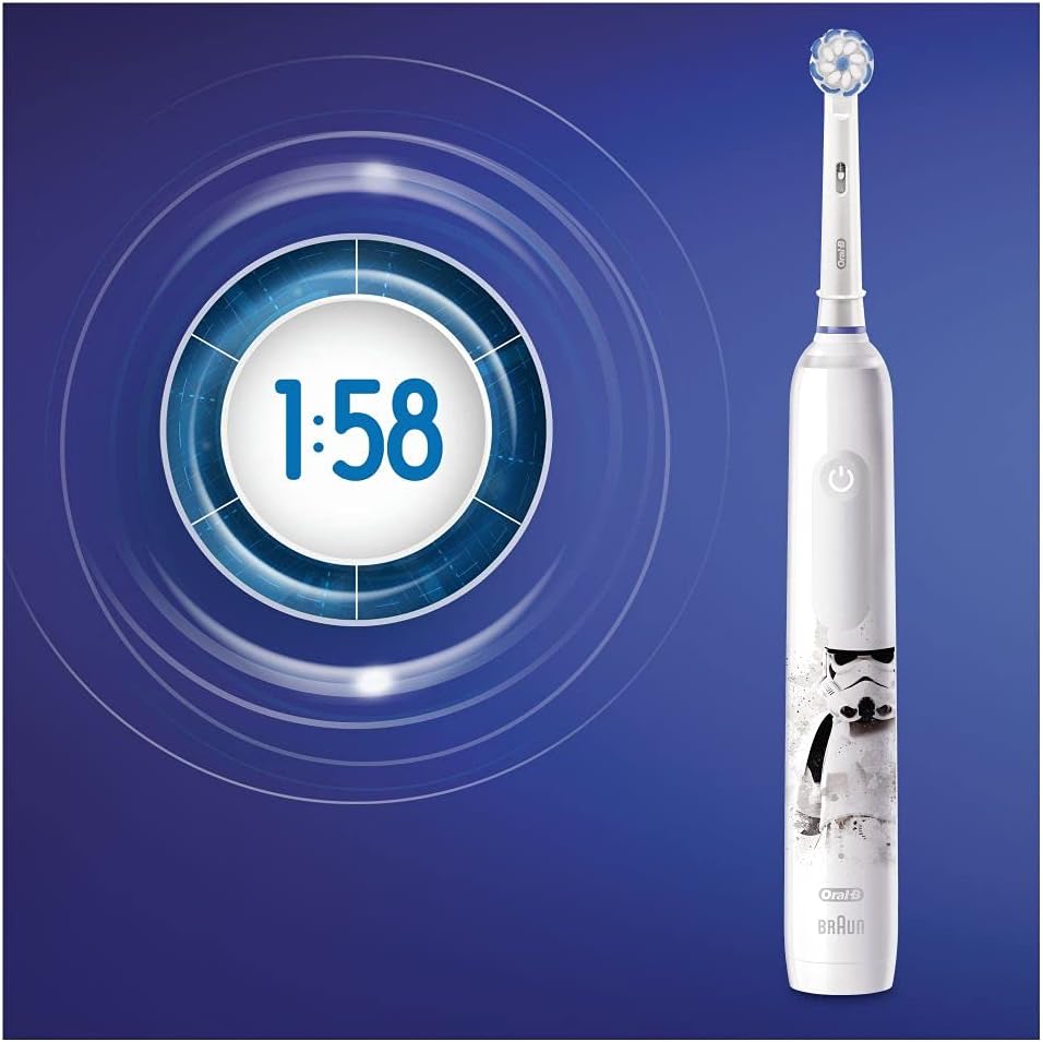 Oral-B Junior Star Wars Elektrische Zahnbürste für Kinder ab 6 Jahren, 360°-Andruckkontrolle, weiche