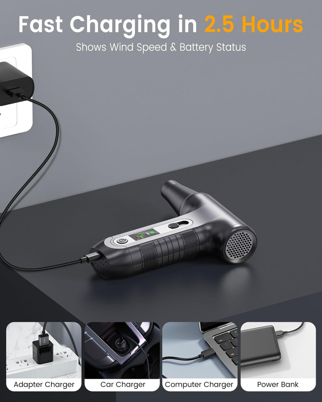 Elektrische Staubgebläse 200000 RPM mit HD‑Display - Air Duster Mini‑Gebläse für PC‑Reinigung mit LE