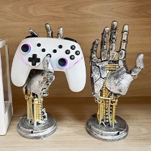 Cyberpunk Kunstwerk – Gaming Kopfhörerständer und Controller Ständer – Futuristisches Metalloptik De
