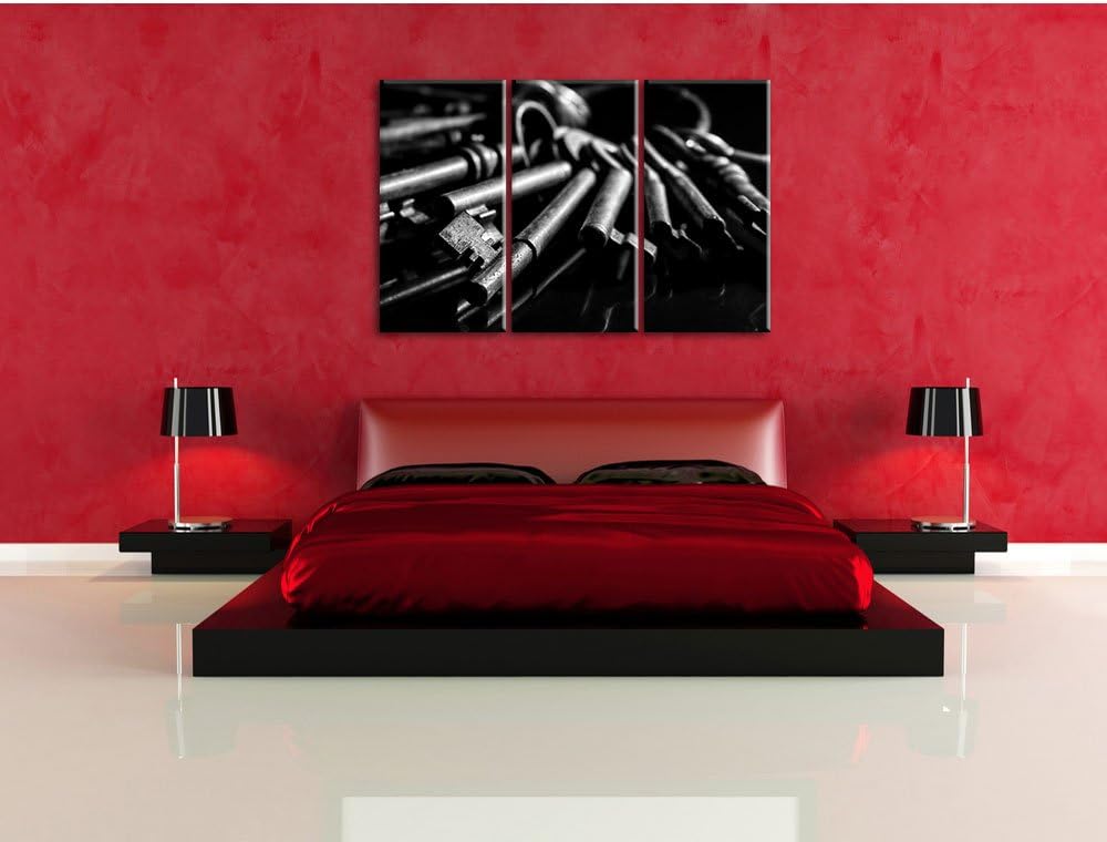 Pixxprint Alter Schlüsselbund als Leinwandbild 3 teilig/Grösse: 3 Teilig (120x80) / Wandbild/Kunstdr