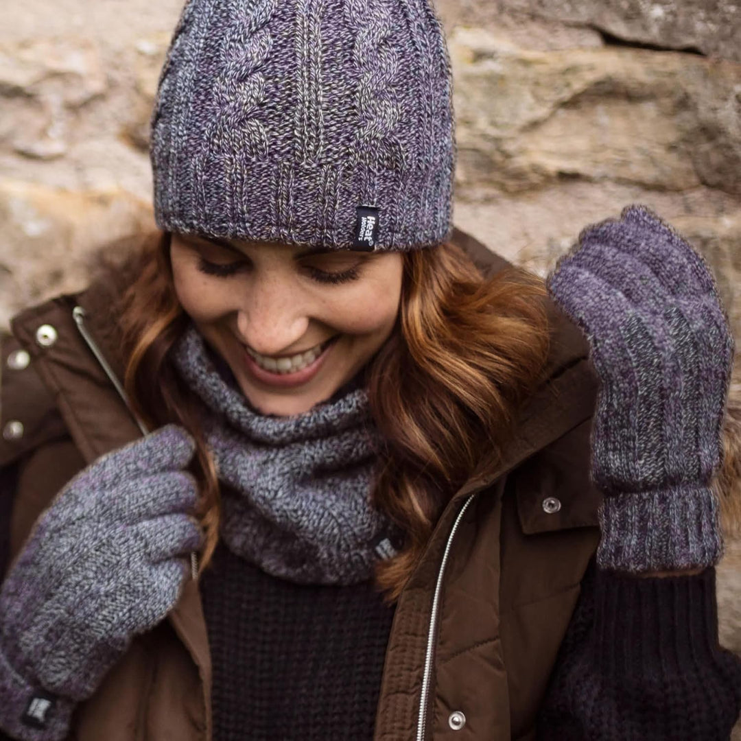 HEAT HOLDERS - Damen Extra Warm Winter Handschuhe | Strick Handschuhe mit Innen Flauschig Fleece Gef