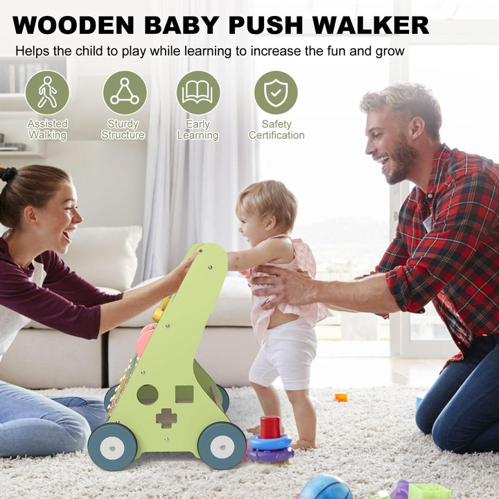 11 in 1 Lauflernwagen Holz Baby Lauflernhilfe mit Rädern, Montessori Aktivitätszentrum Set Baby Walk