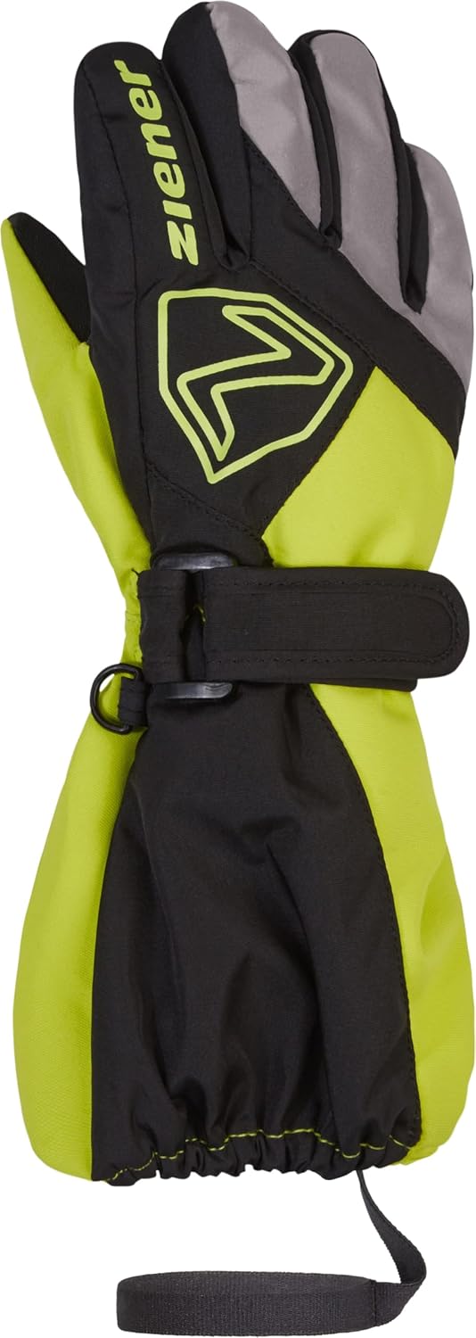 Ziener Unisex Baby Lauro Ski-Handschuhe/Winter | wasserdicht, Lange Stulpe, reflektierend 116 black.