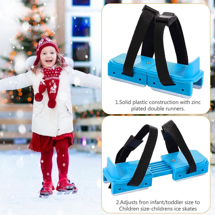 Schlittschuhe für Klein, Verstellbare Schlittschuhe, Doppelrutschen Gleitschuhe Schneegleiter mit Zu