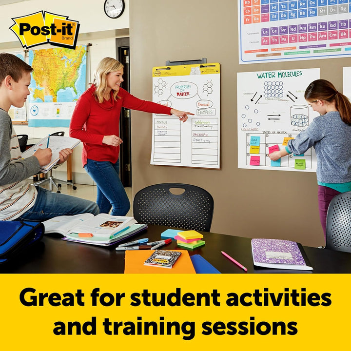 Post-it Super Sticky Meeting Chart Wall Pad, Weiss, unliniert, 2 Blöcke, 584 mm x 508 mm + 8 Command