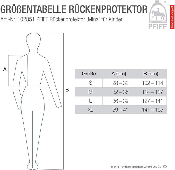 PFIFF Rückenprotektor Mina, Sicherheitsreitweste, Reiten, Erwachsene Kinder S-XL L Kinder, L Kinder