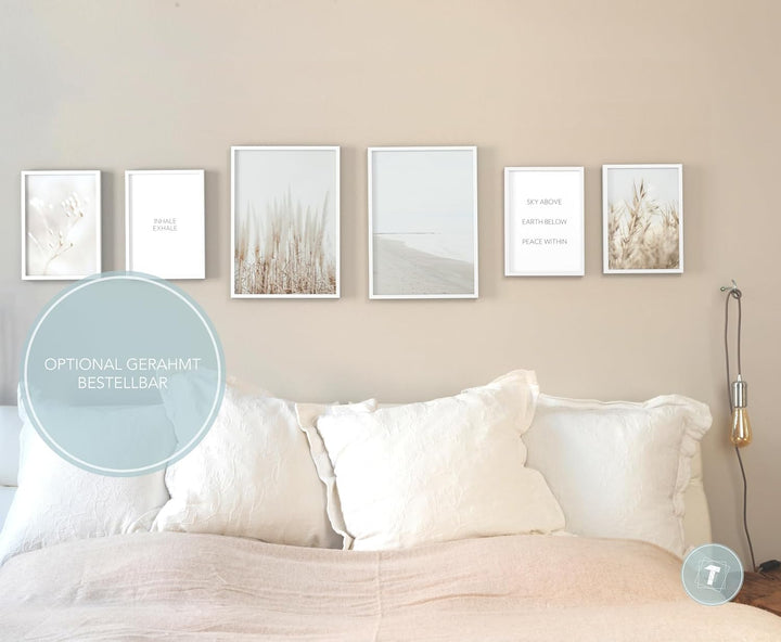 Papierschmiede® Mood Poster Set Pampas White, Deko Bilder Wohnzimmer, 2x 30x40 cm und 4x 20x30 cm, H