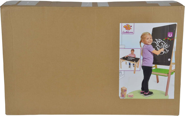 Eichhorn 100002573 - Maltafel für Kreide, Folienstift und Schreibtisch, 2 in 1, Umbaubar, Holztafel