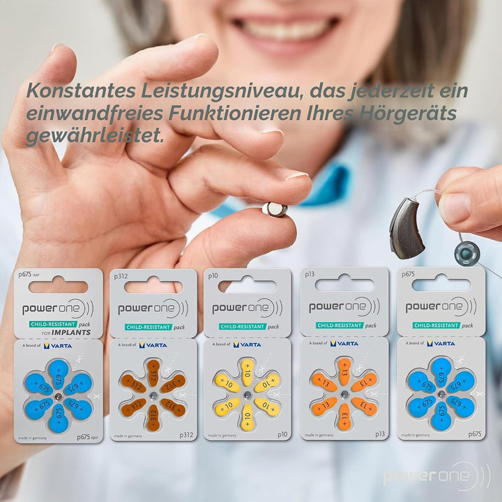 60 Stück Varta Implant Plus 675-570 mAh 1,4 V