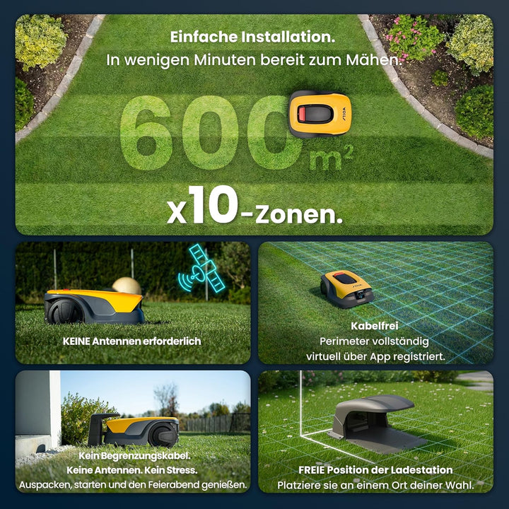 STIGA A 6v a Roboter-Rasenmäher, 18 cm, 25,2 V – KI-integrierte Kamera, App-Steuerung – Rasenflächen
