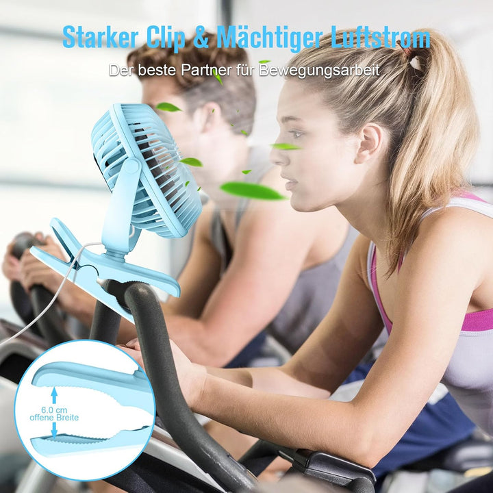 HONYIN Mini Ventilator mit Clip, 720 Grad Drehung Kleiner USB Ventilator, Starke + Stabile Klammer,