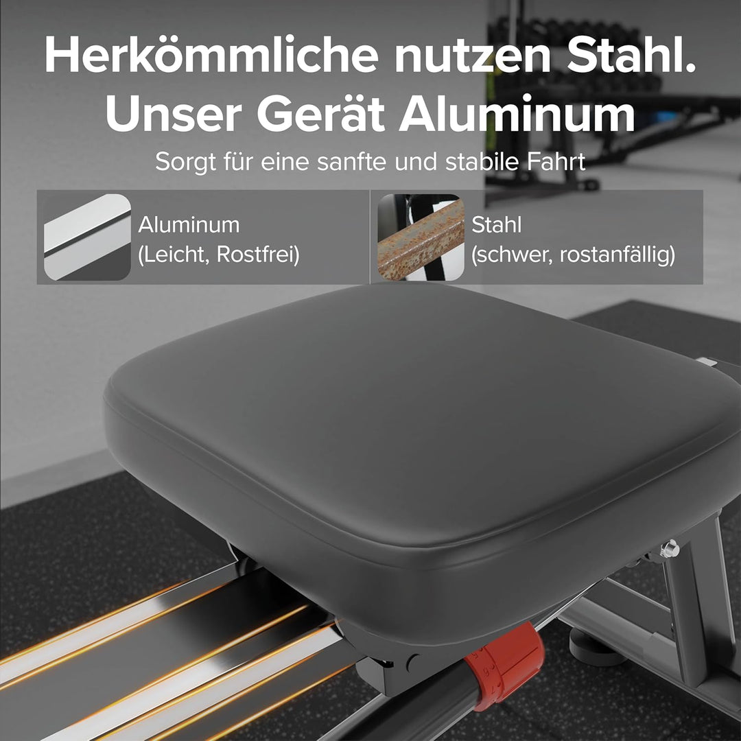 Ultrasport Rudergerät für Zuhause Klappbar mit 12 Stufen I Extra Leise Rudermaschine bis 110 KG Zert