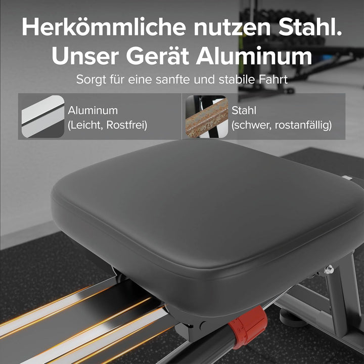 Ultrasport Rudergerät für Zuhause Klappbar mit 12 Stufen I Extra Leise Rudermaschine bis 110 KG Zert