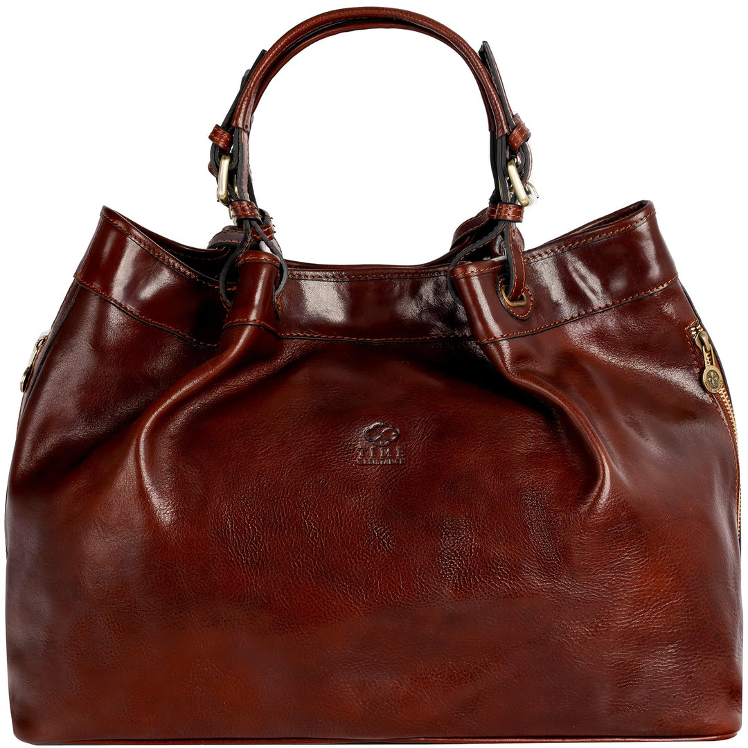 Time Resistance Schultertasche Damen - Handtasche aus Leder - Made in Italy - Tragetasche - Business