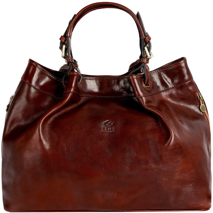 Time Resistance Schultertasche Damen - Handtasche aus Leder - Made in Italy - Tragetasche - Business