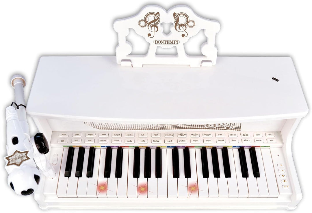 Bontempi 10 8000 Elektronische Flügel mit Mikrofon, Füsse und Hocker. 37 Tasten, Mehrfarbig