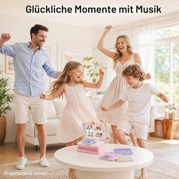Gueray Tragbarer Bluetooth CD-Player mit Lautsprechern 3600mAh Wiederaufladbarer Vintage CD Spieler